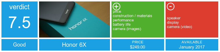 Honor 6X стоимостью $ 249 - это отличный универсальный продукт, который не является заменой топовым моделям телефонов, но является хорошей заменой бюджету